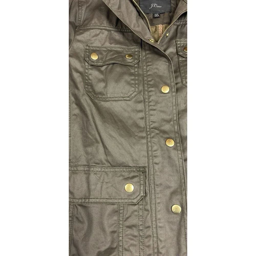 J. Crew Womens XXS Jacket The Downtown Field Utility Jacket Wax Coated Green